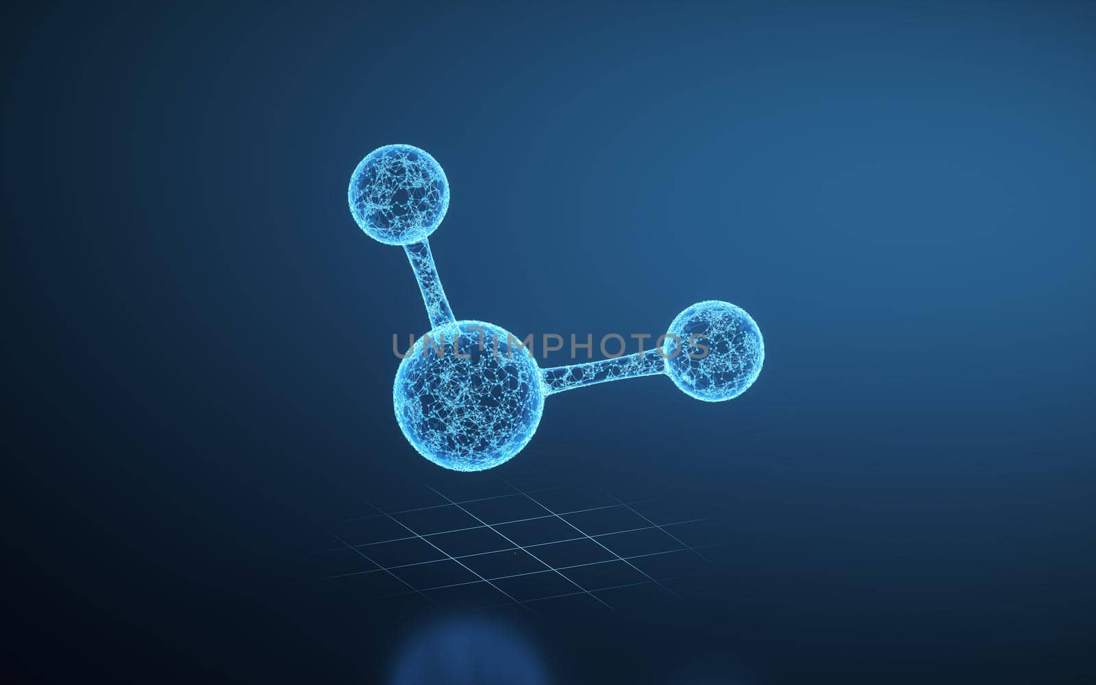 The blue lines and glowing molecules, 3d rendering. by vinkfan