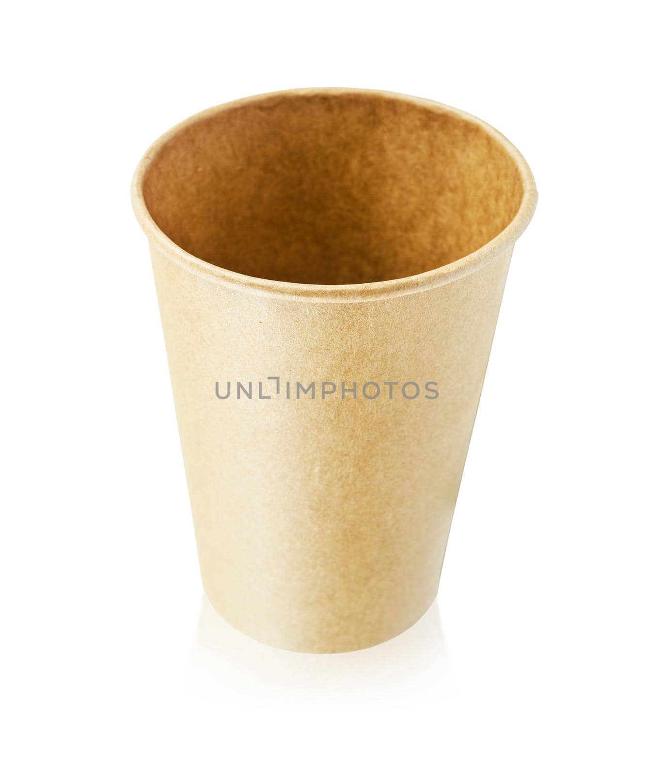 Disposable paper drink glass isolated on white background. by Gamjai