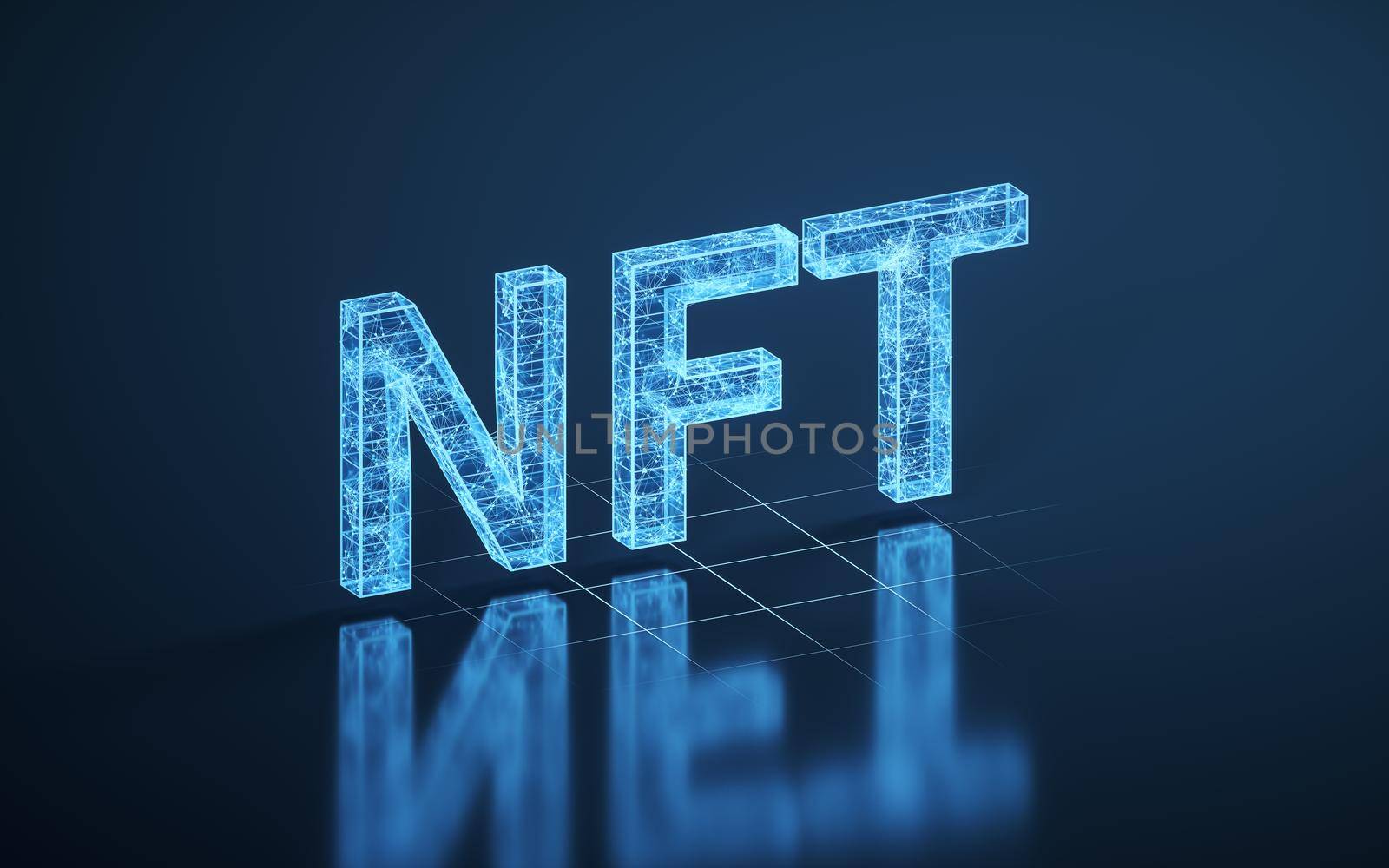 NFT nonfungible tokens concept with dark background, 3d rendering. by vinkfan