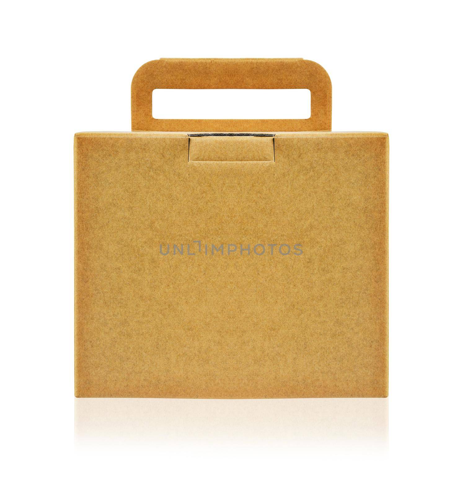 Ecology Box Bag for Take away isolated on a white background, Clipping path. Environment concepts.