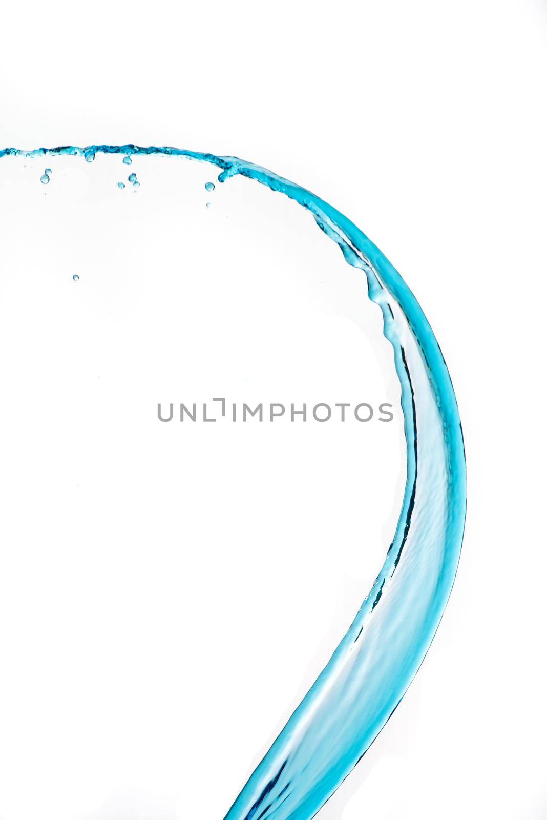 Blue water splash isolated on white background.