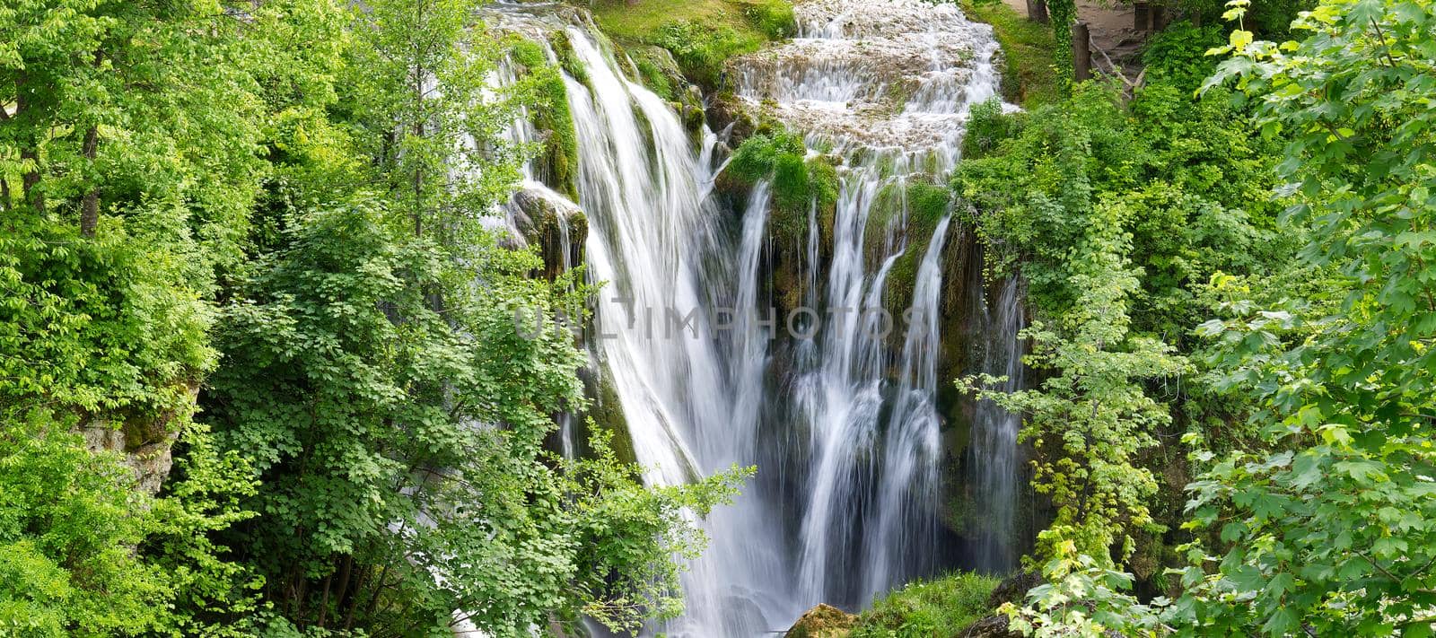 Beautiful waterfall in Slunj, Croatia during summer season. Travel destination in croatia, must visit concept