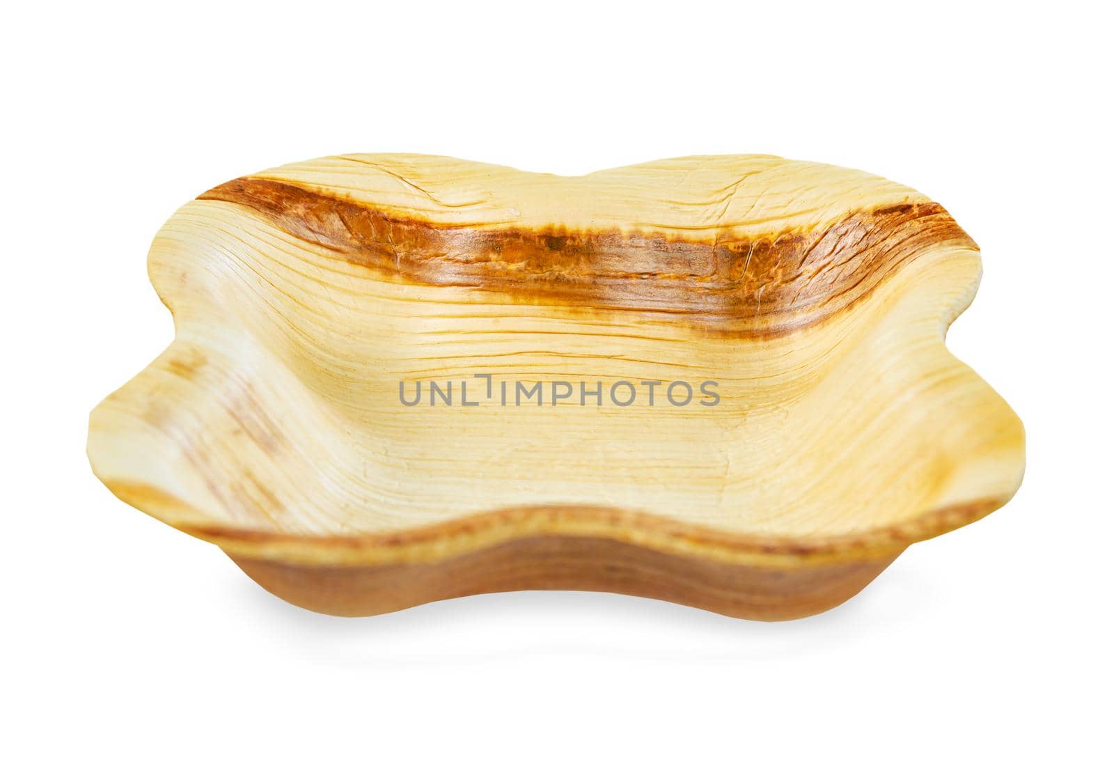 Cup made from dried betel nut leaf palm, natural material isolated on white background, Save clipping path. The Green product eco friendly concept.