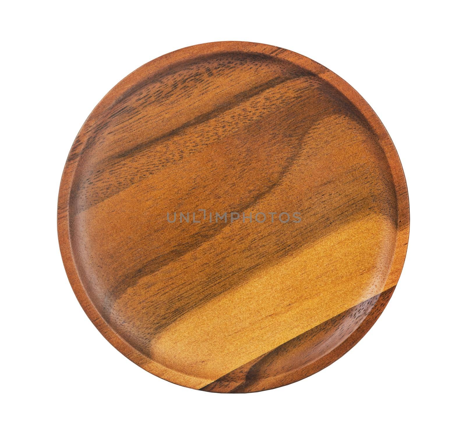 Wooden dish isolated on white backgroud, Save clipping path.