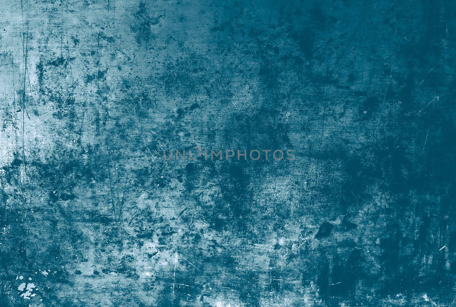 Blue grunge surface. Vintage grainy background. Ancient stains print. Rough grunge texture of metal. Retro old splatter. Abstract chalk wallpaper. Scratched grunge material.