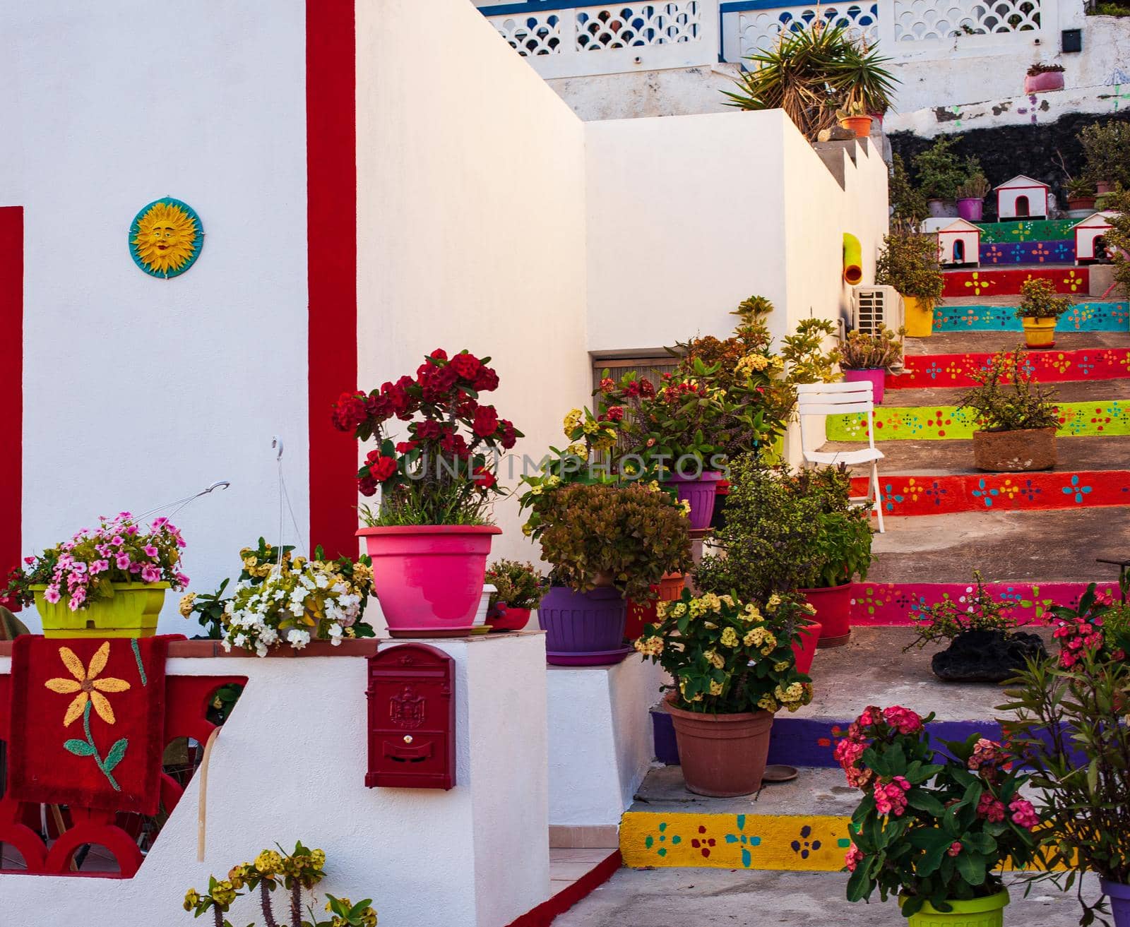 View of typical colorful house of Linosa by bepsimage