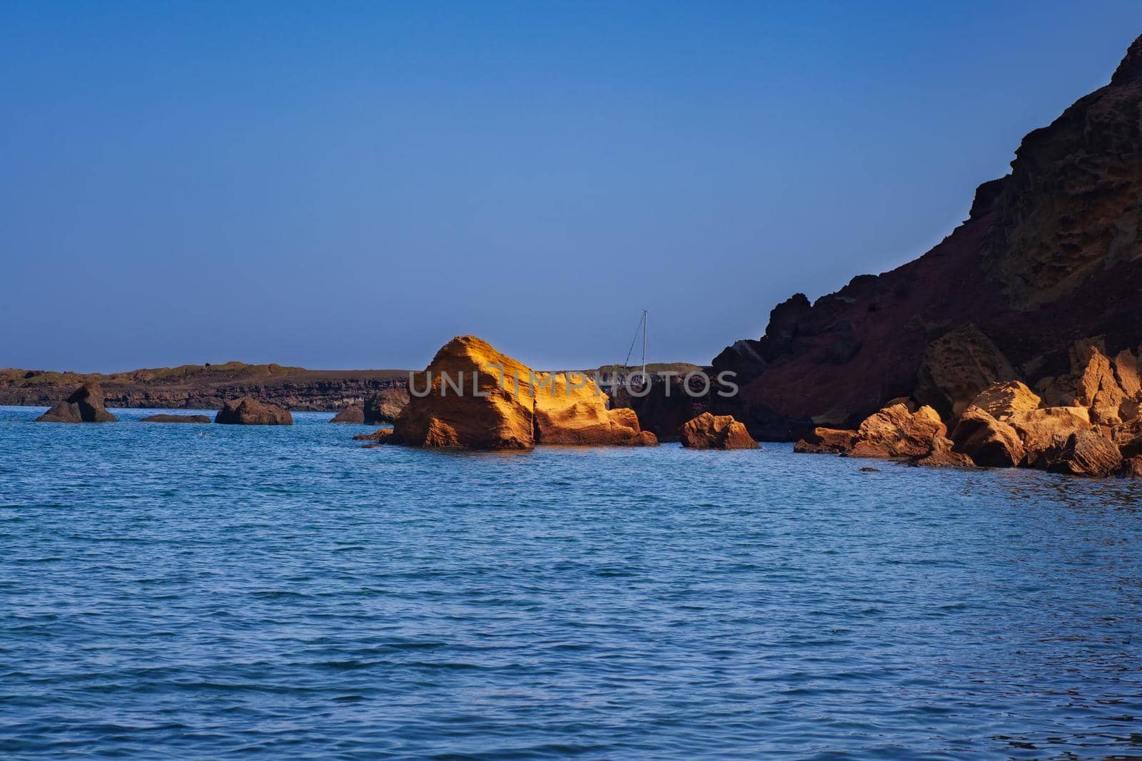 Rock on the sea of Linosa, Pelagie island. Sicily