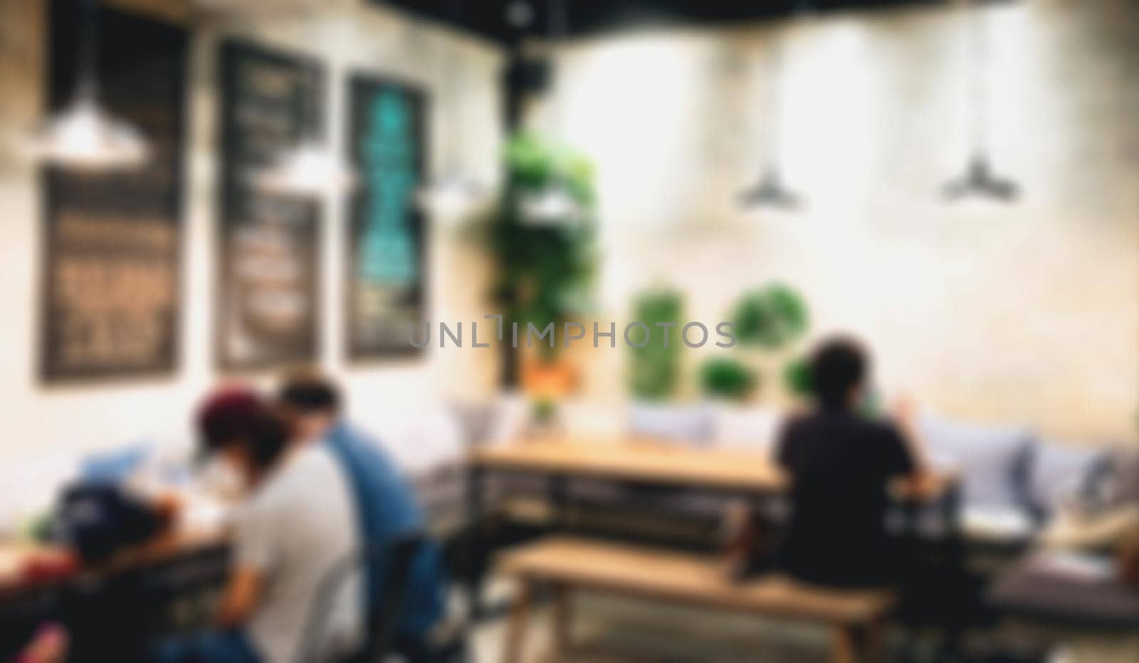 Blurred background made with Vintage Tones,Coffee shop blur background.