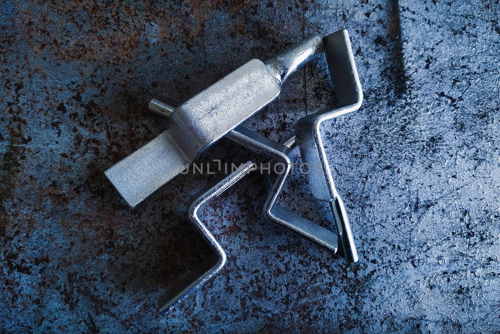 silver-plated metal terminals. connection tips for cables and wires. electrician accessories and spare parts. reliable contact. energy industry and electrical safety concept. art composition.