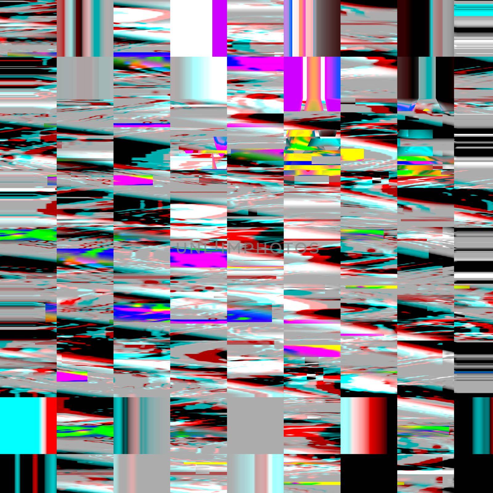 Glitch psychedelic background Old TV screen error Digital pixel noise abstract design Photo glitch Television signal fail. Technical problem grunge wallpaper. Colorful noise by DesignAB