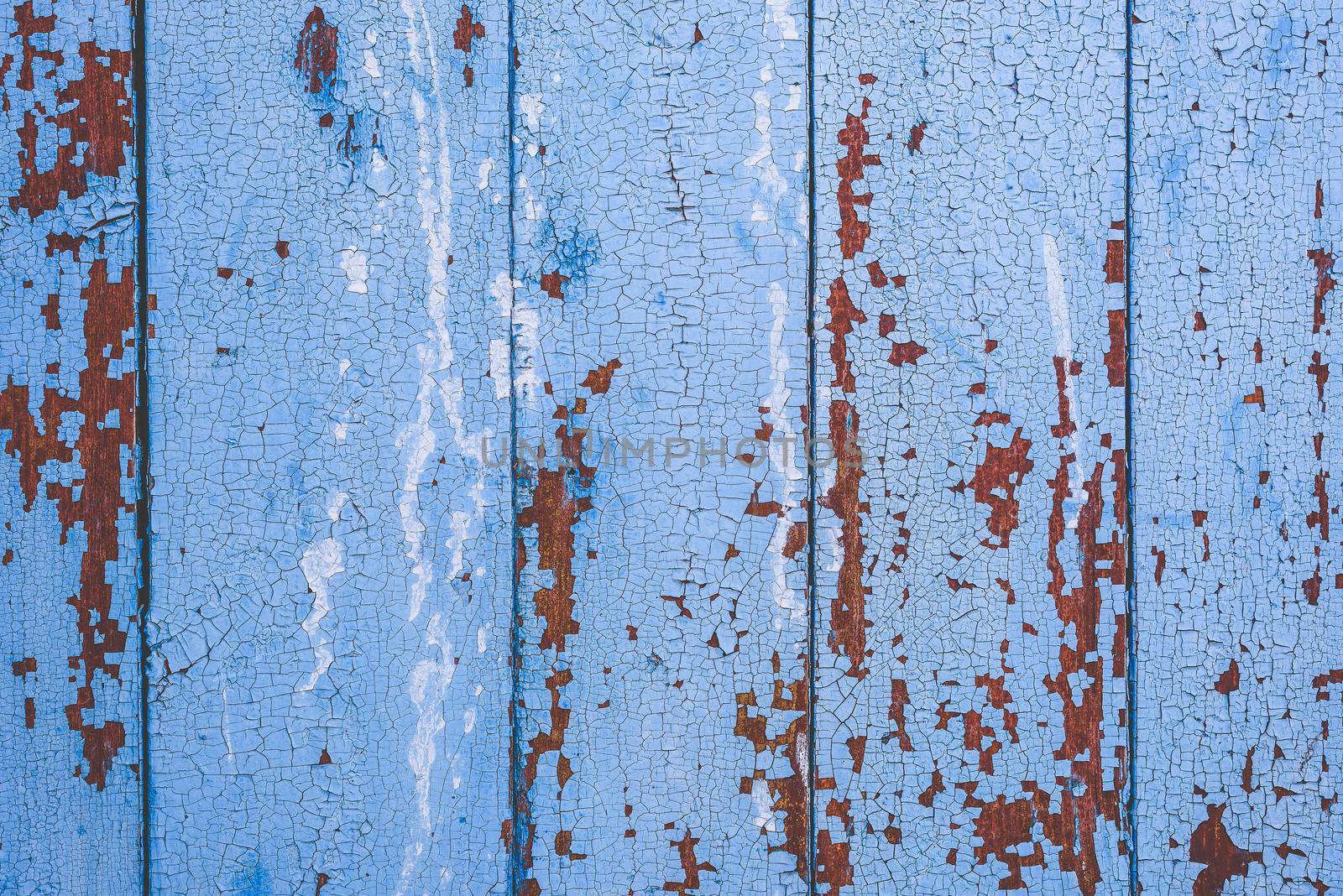 Background of blue painted wooden surface. View from above