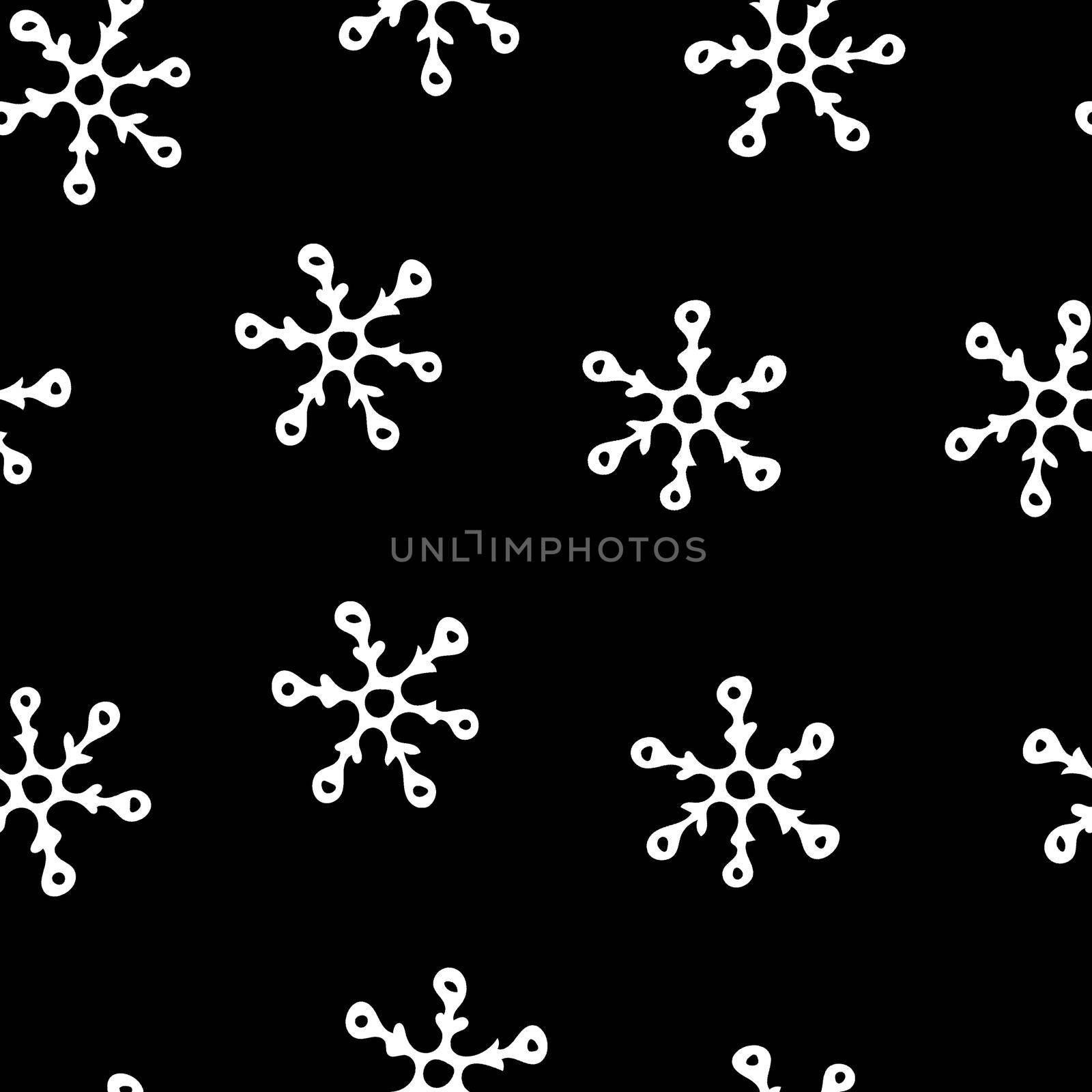 Seamless Pattern with Snowflakes on Black Background. by Rina_Dozornaya