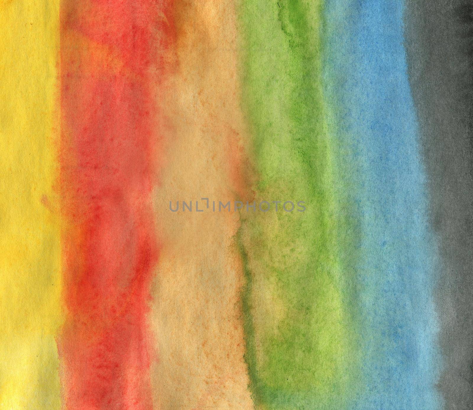 Light Nackdrop with Watercolor Colored Stripes. Hand Drawn Rainbow Background.