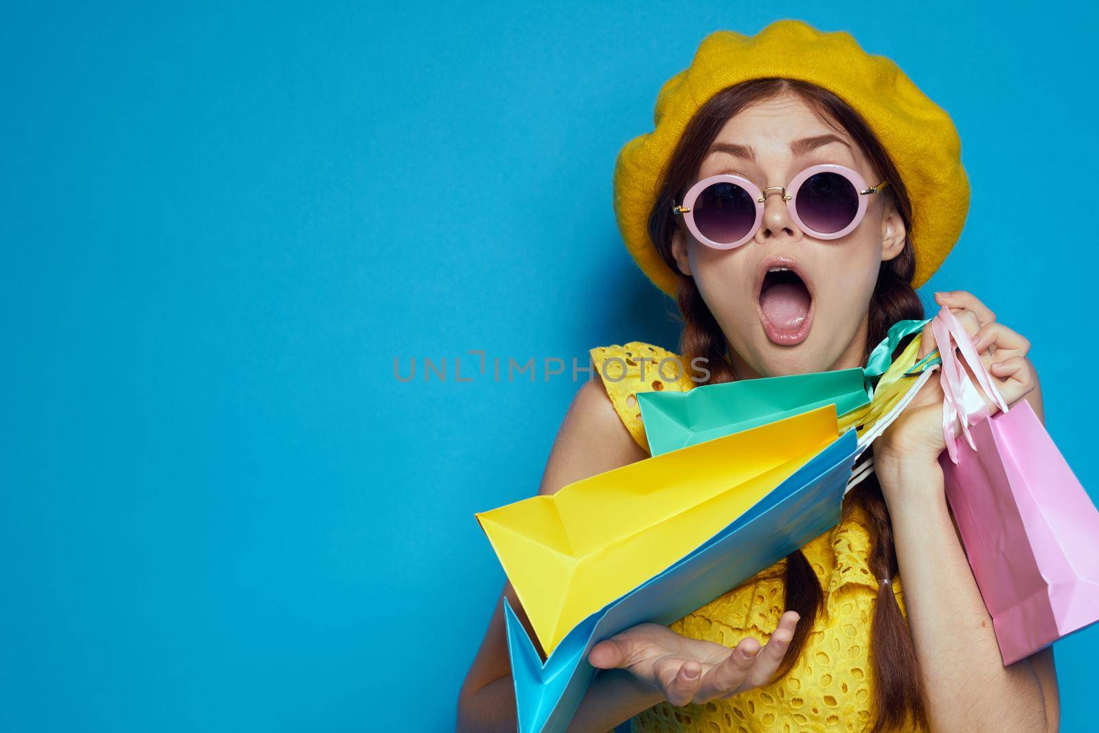 smiling woman shopping entertainment lifestyle isolated background. High quality photo