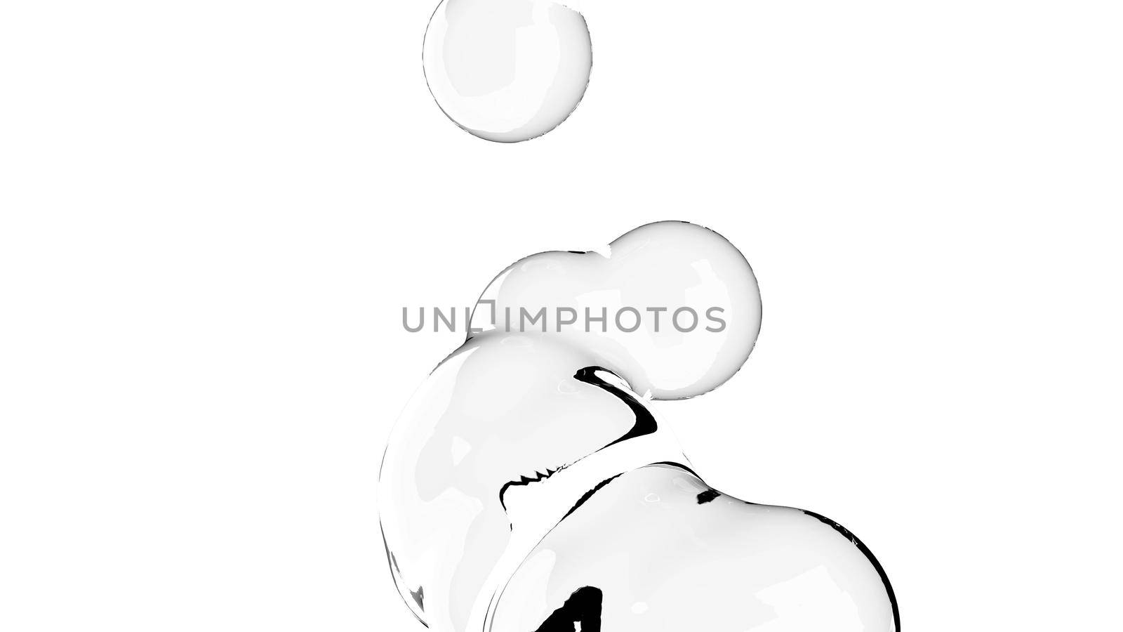Water bubbles transparent Liquid splash pop up White background 3d render
