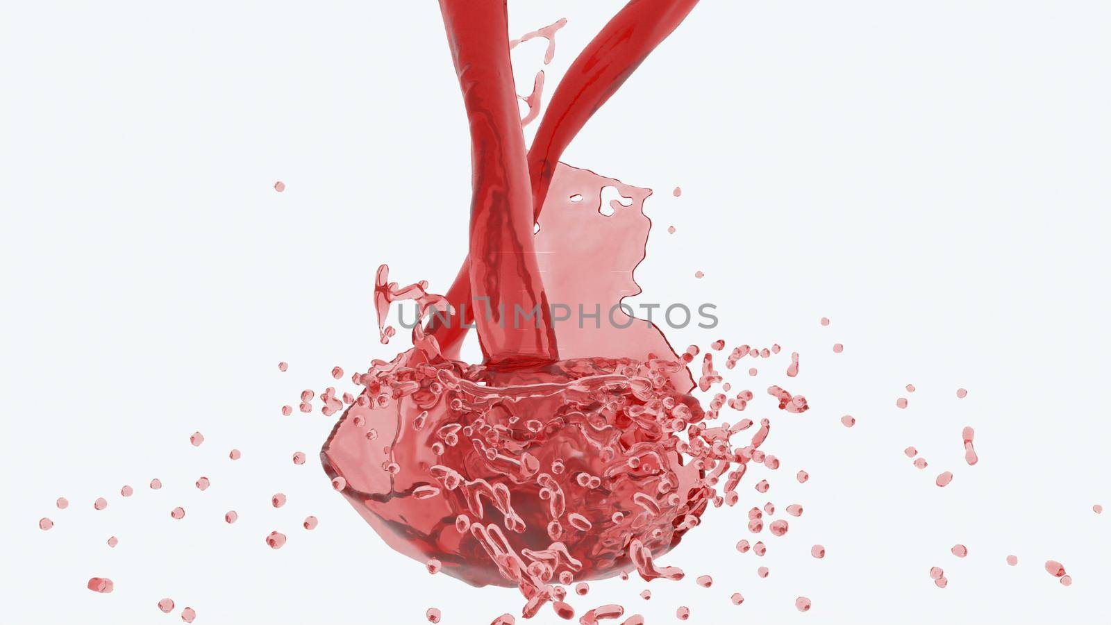 Mixing of red blood on white Healthy liquid jet stream flow 3d render