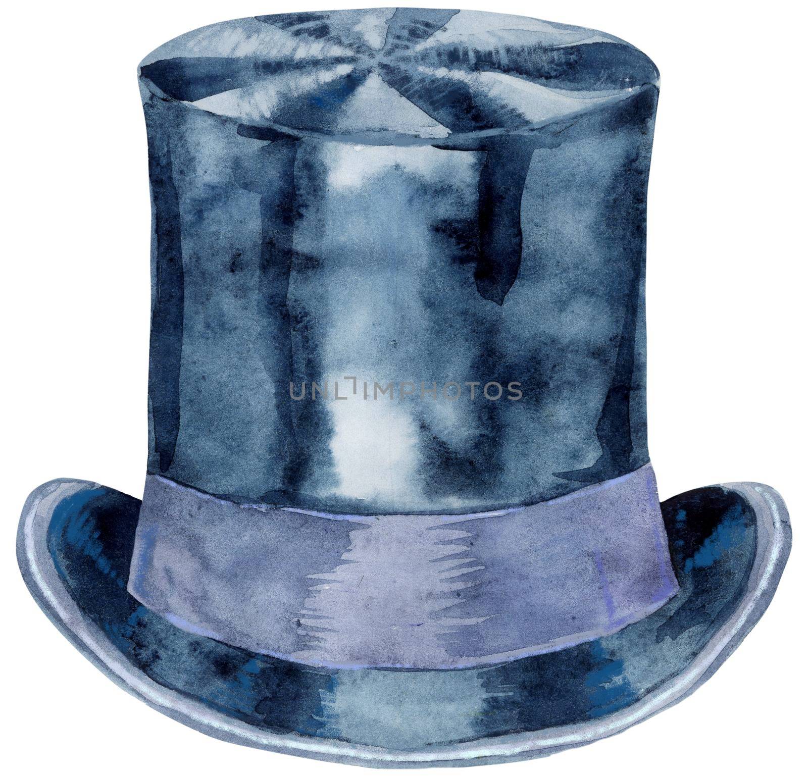 Watercolor black hat topper illustration. For clothing design