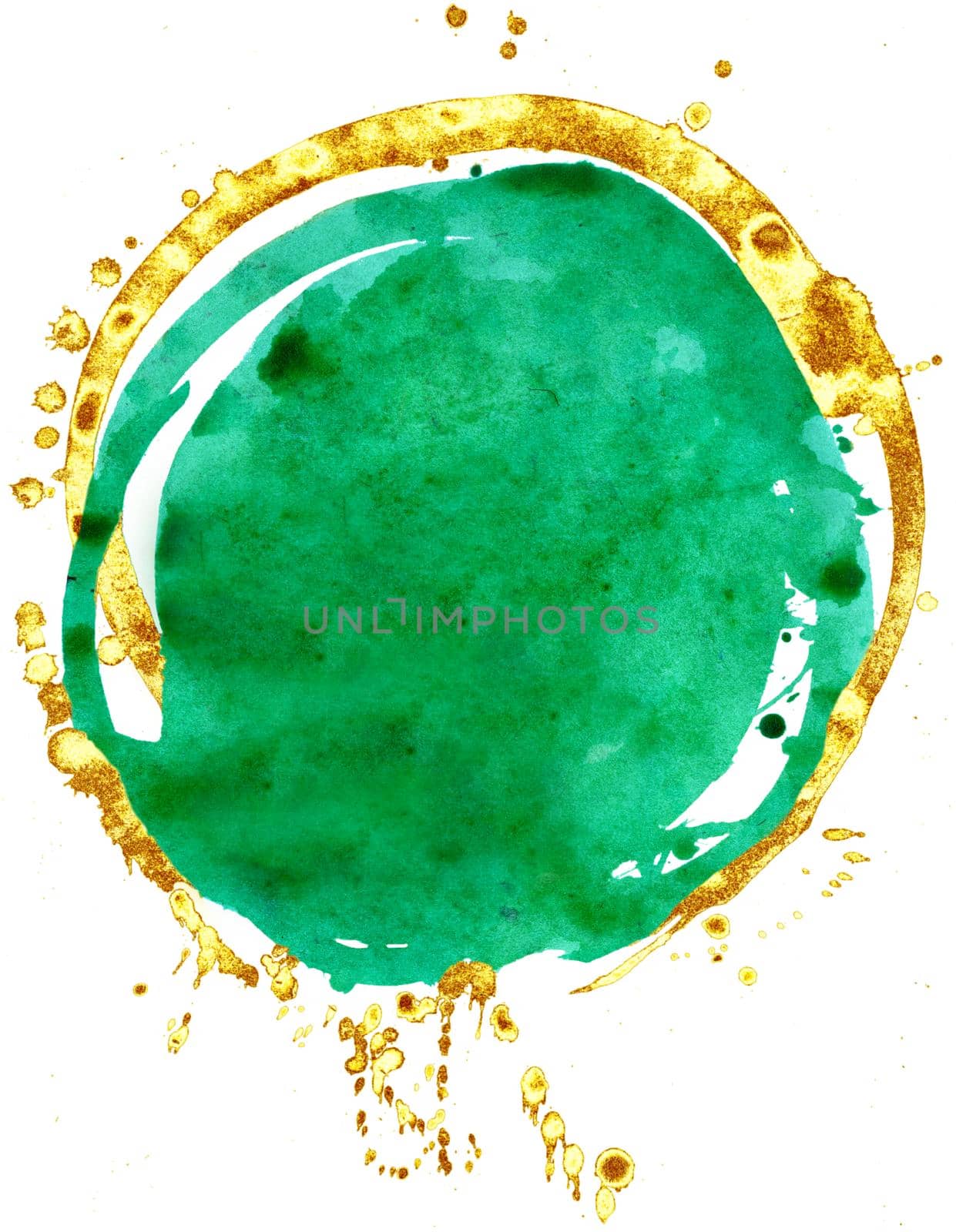 Coloured Watercolor Background. Green and gold circle by NataOmsk