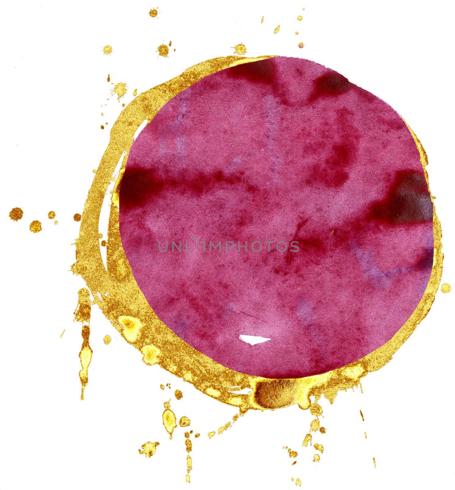 Coloured Watercolor Background. Magenta and gold circle by NataOmsk