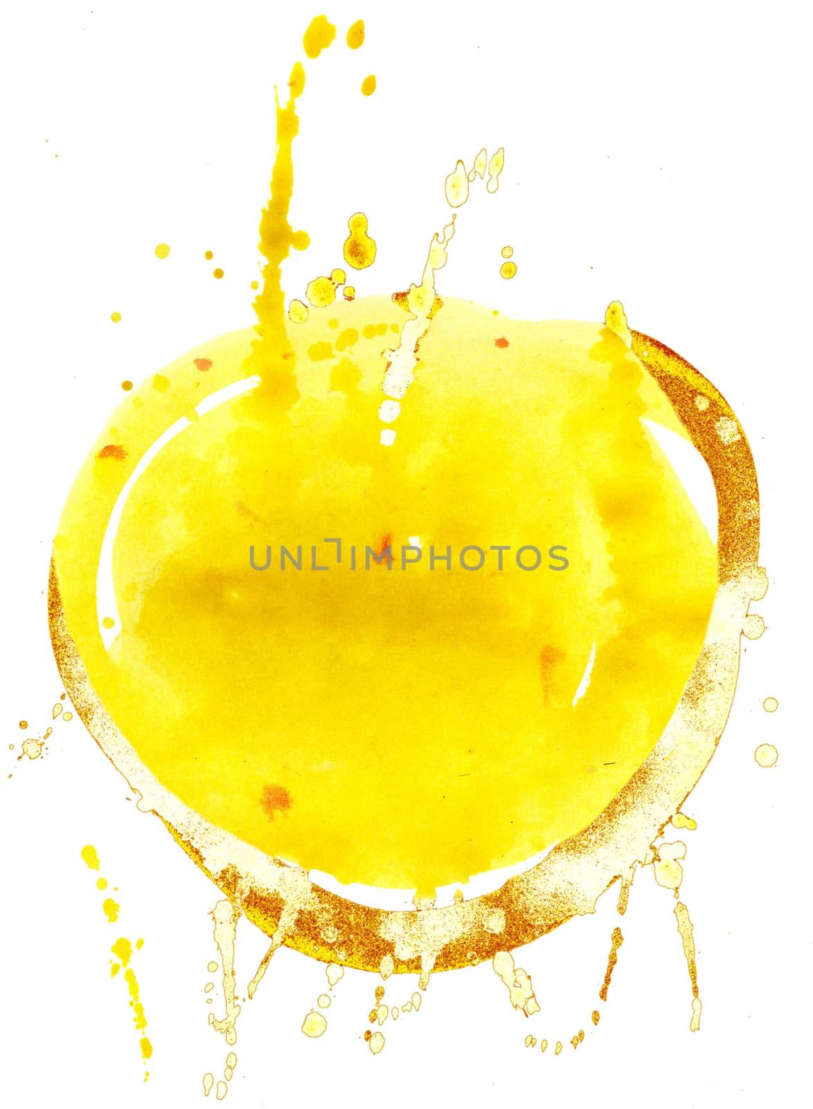 Coloured Watercolor Background. Yellow and gold circle by NataOmsk