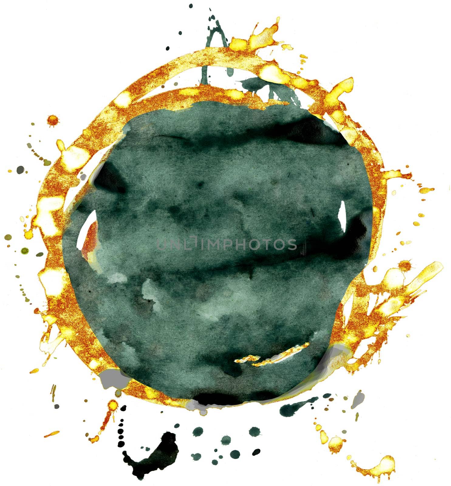 Coloured Watercolor Background. Black and gold circle by NataOmsk