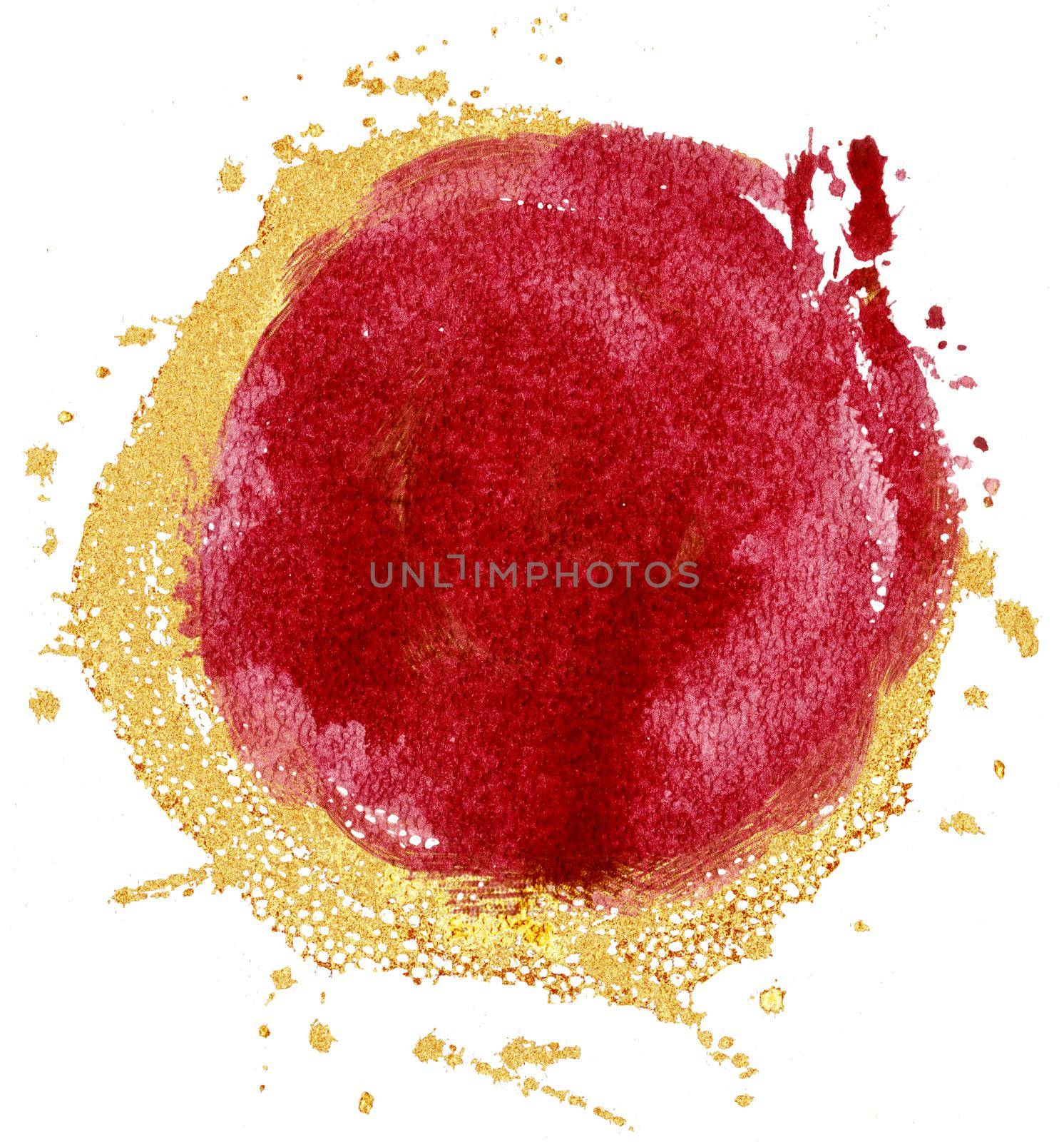 Coloured Watercolor Background. Red and gold circle by NataOmsk