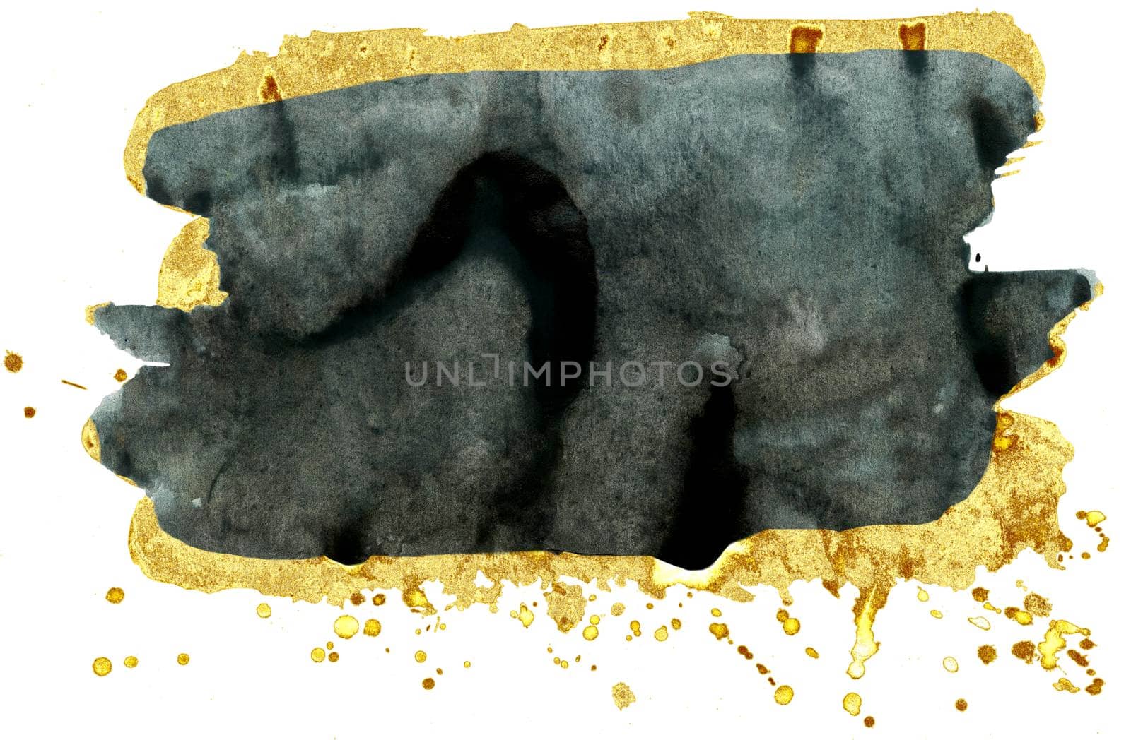 Coloured Watercolor Background. Black and gold brush strokes by NataOmsk