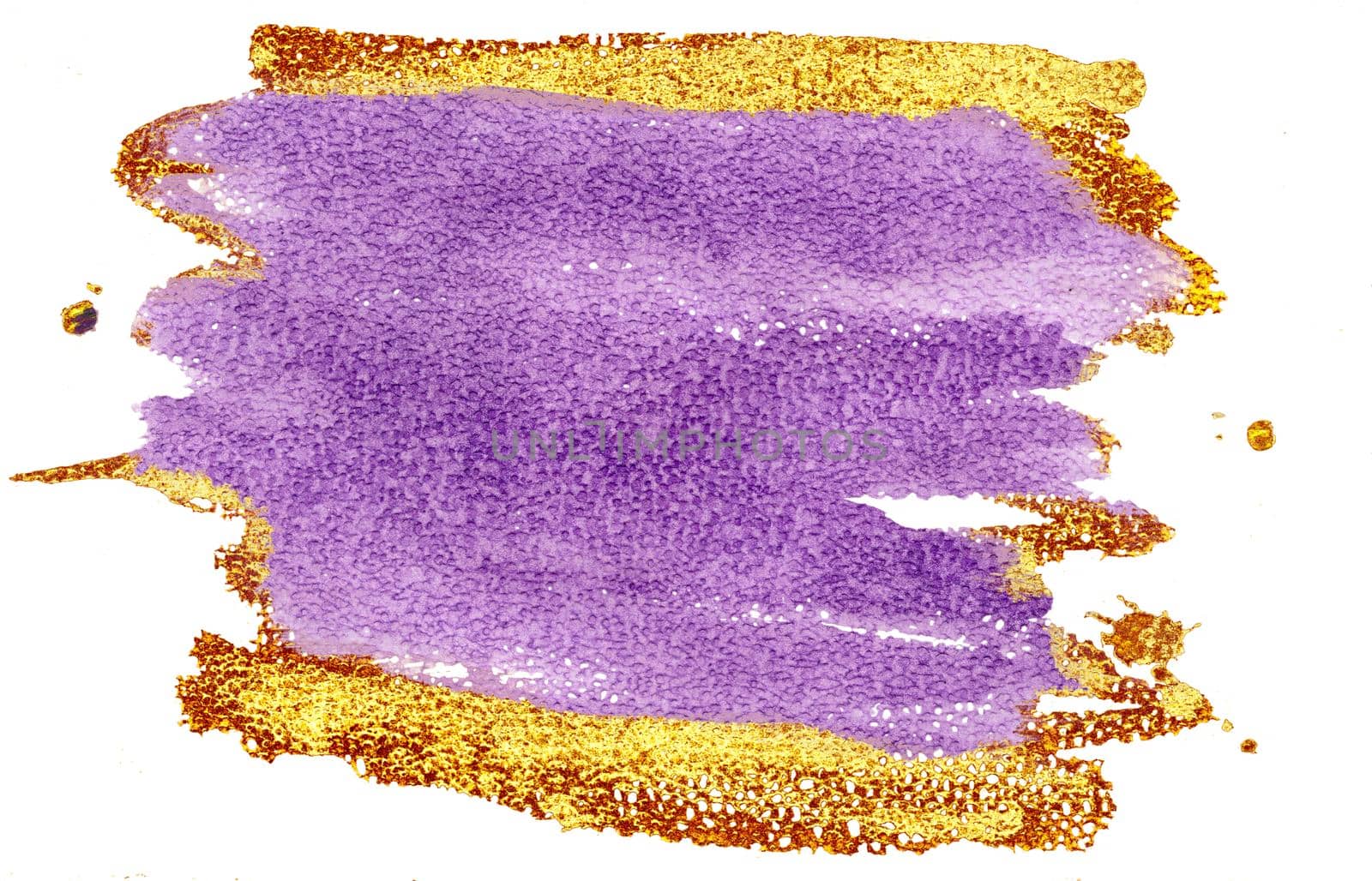 Coloured Watercolor Background. Violet and gold brush strokes by NataOmsk