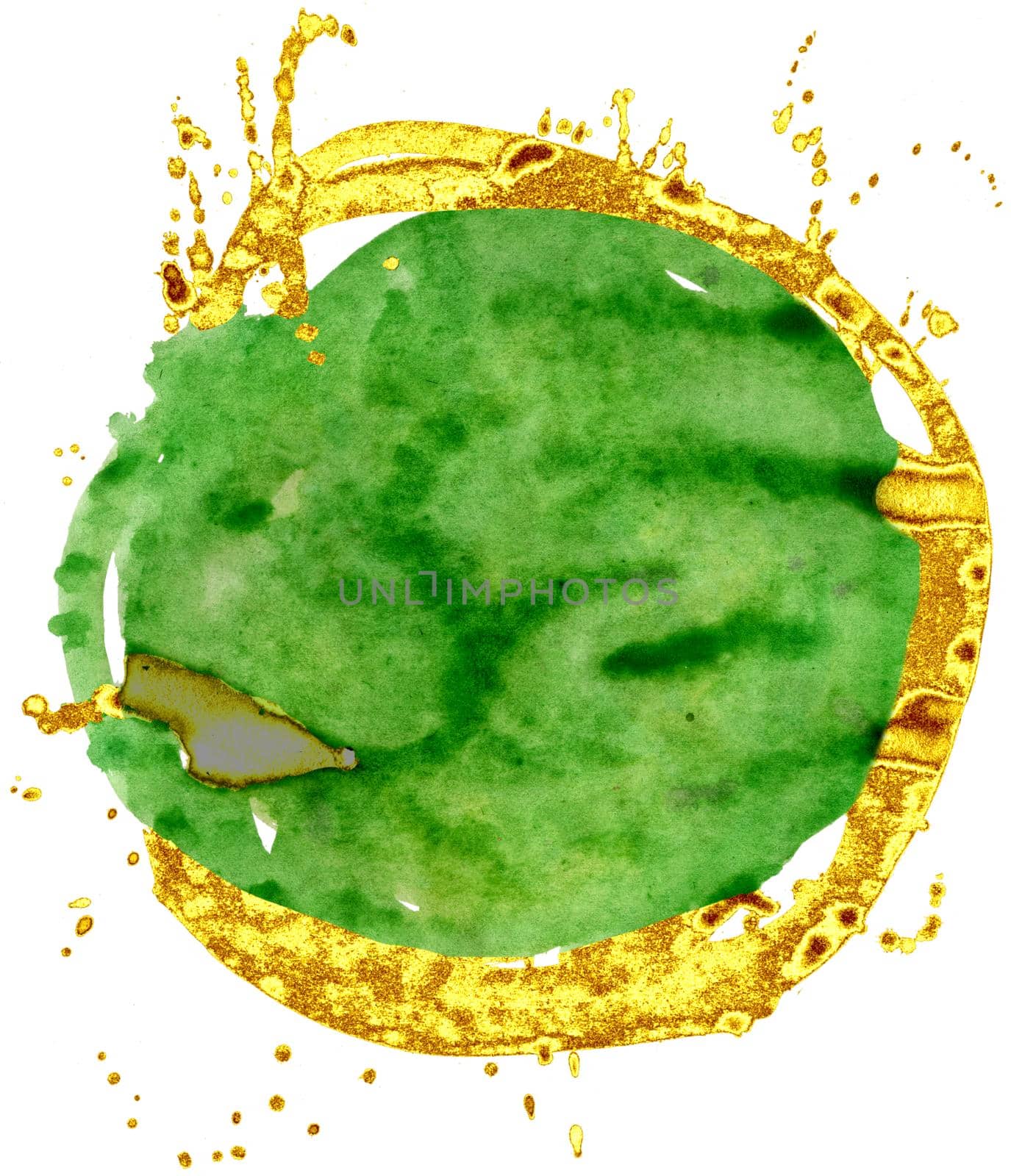 Coloured Watercolor Background. Green and gold circle by NataOmsk