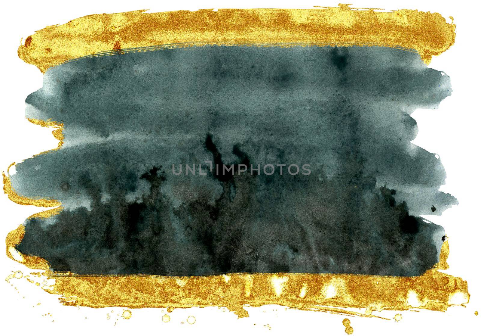Black and gold watercolor isolated on white background