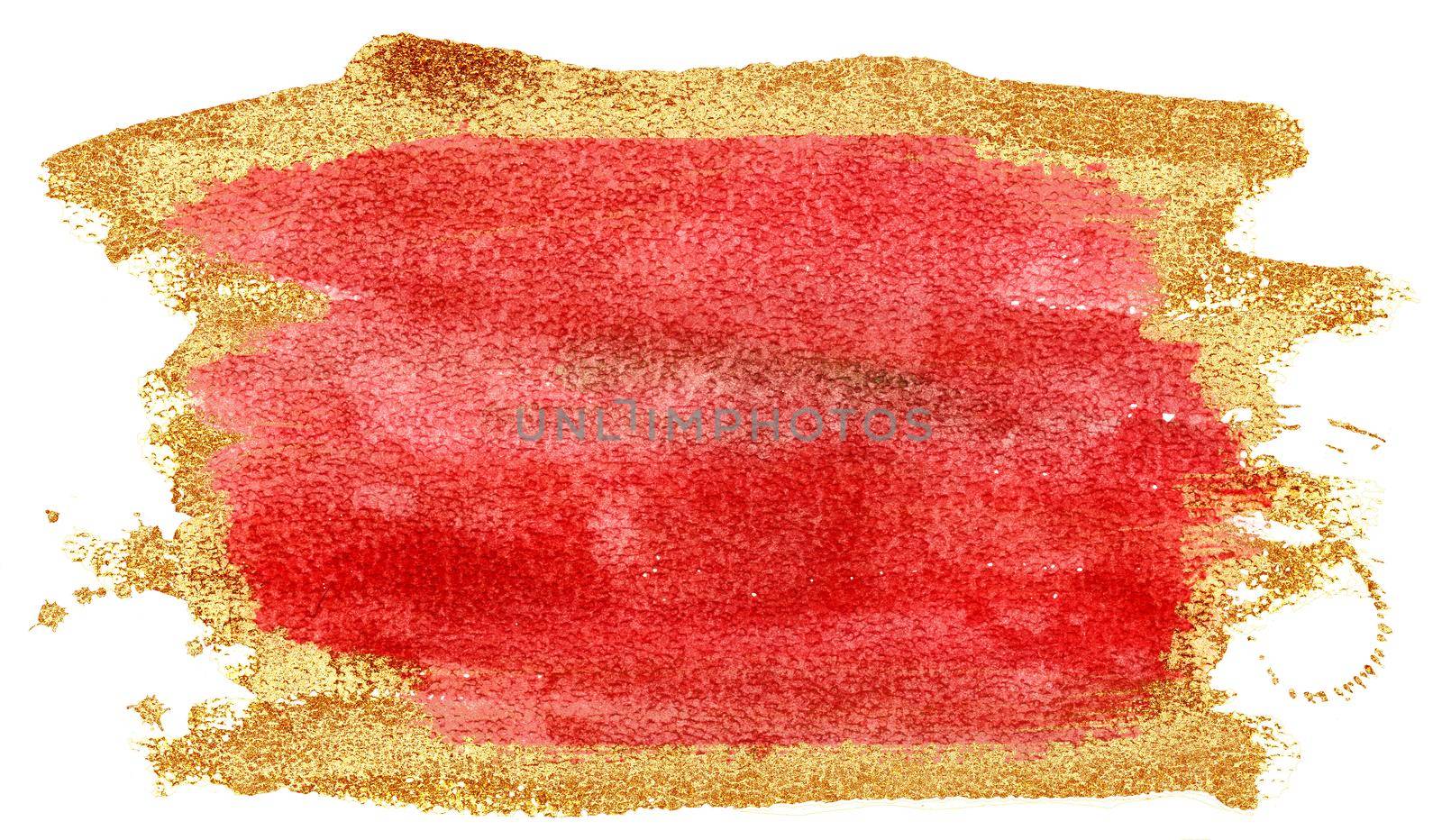 Coloured Watercolor Background. Red and gold brush strokes by NataOmsk