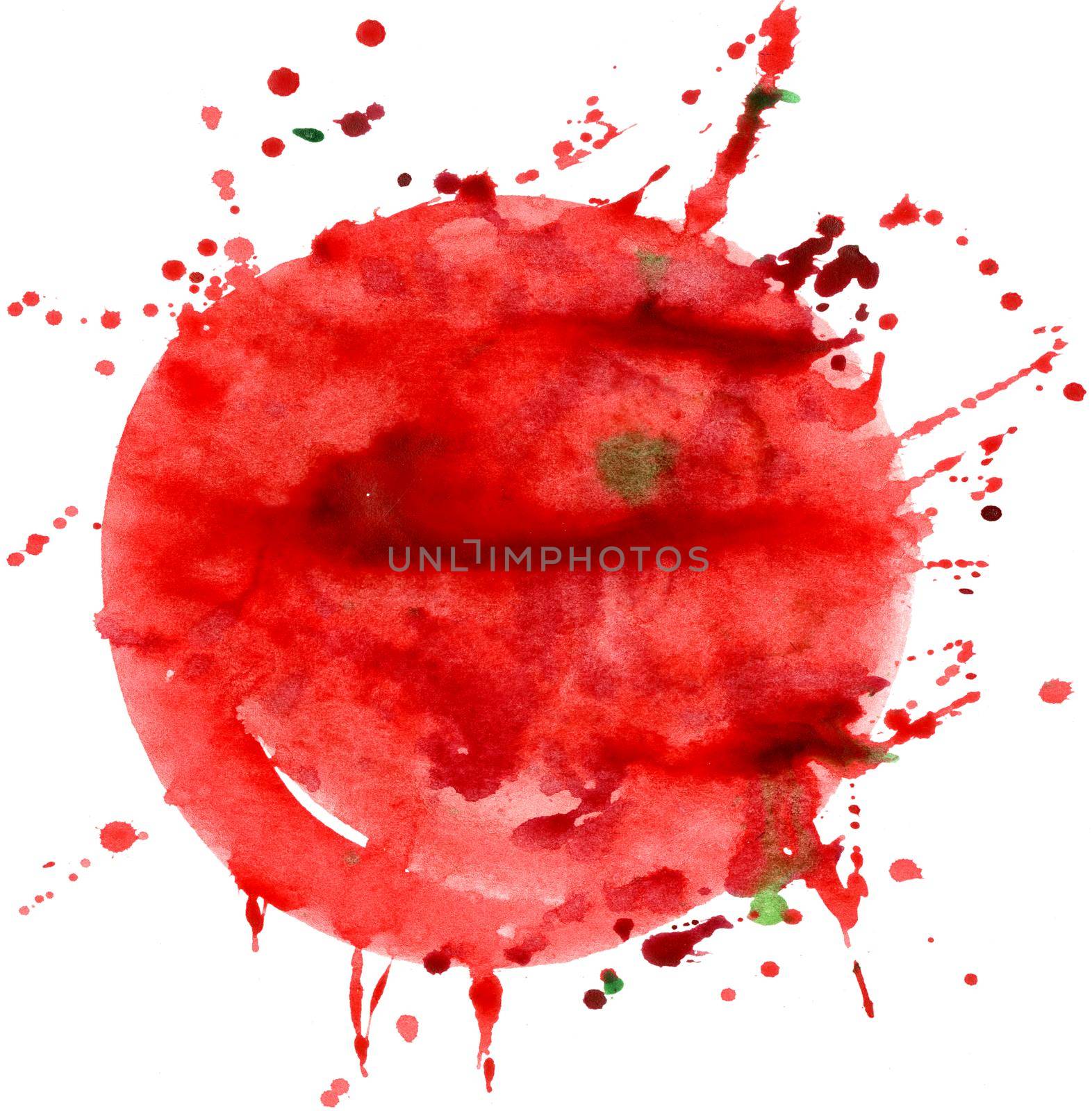 Red watercolor circle isolated on white background