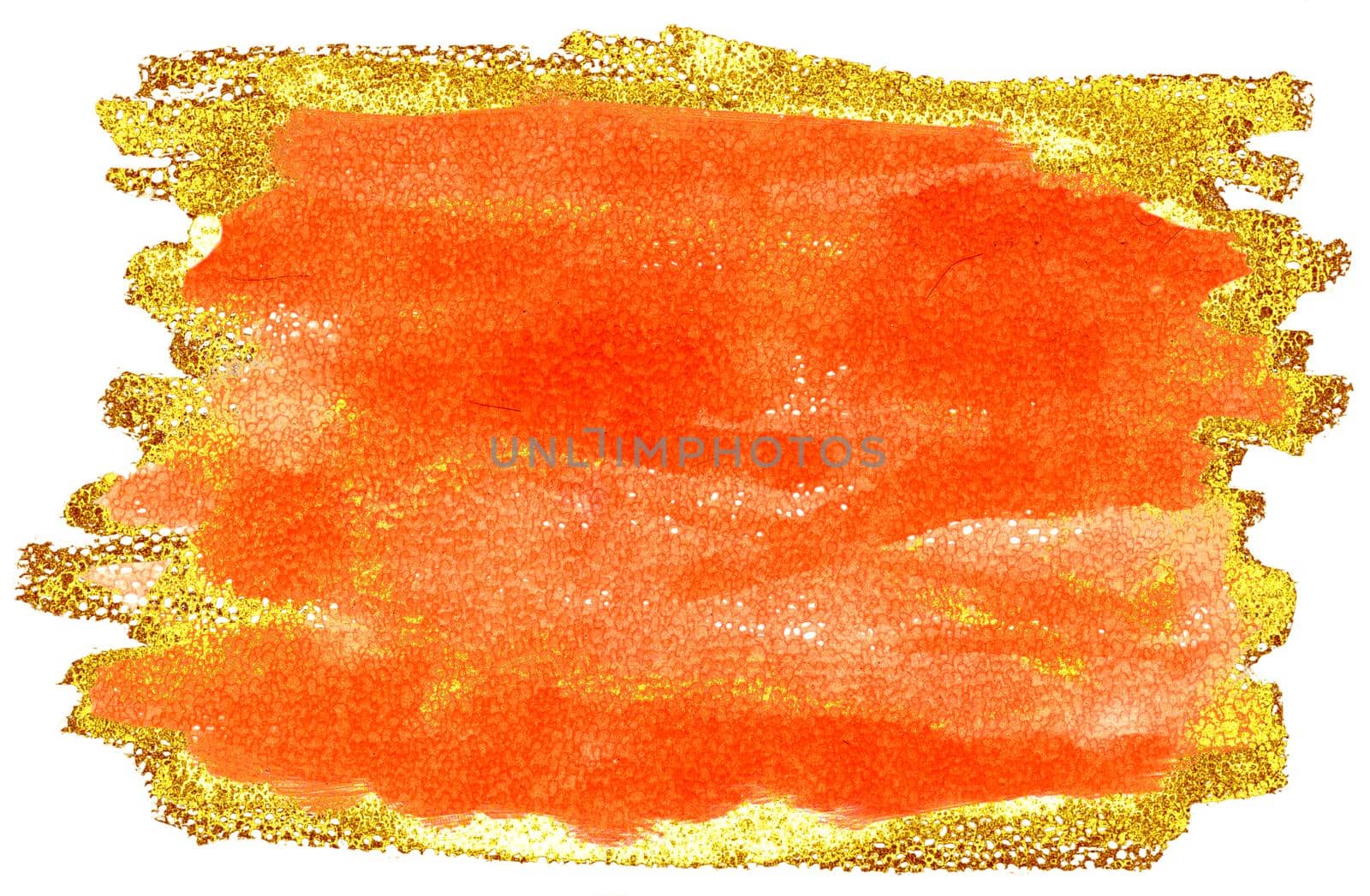 Orange and gold watercolor brush strokes isolated on white background