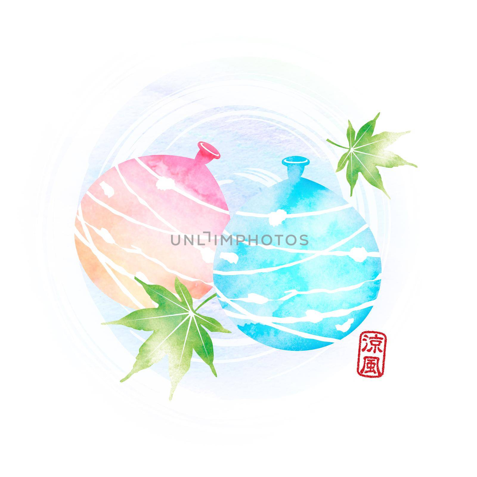 Summer motif watercolor painting illustration for summer greeting card etc. | water balloons by barks