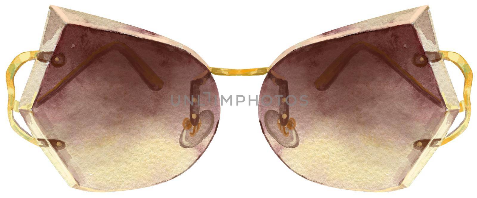 Watercolor brown glasses for print design. For clothing design