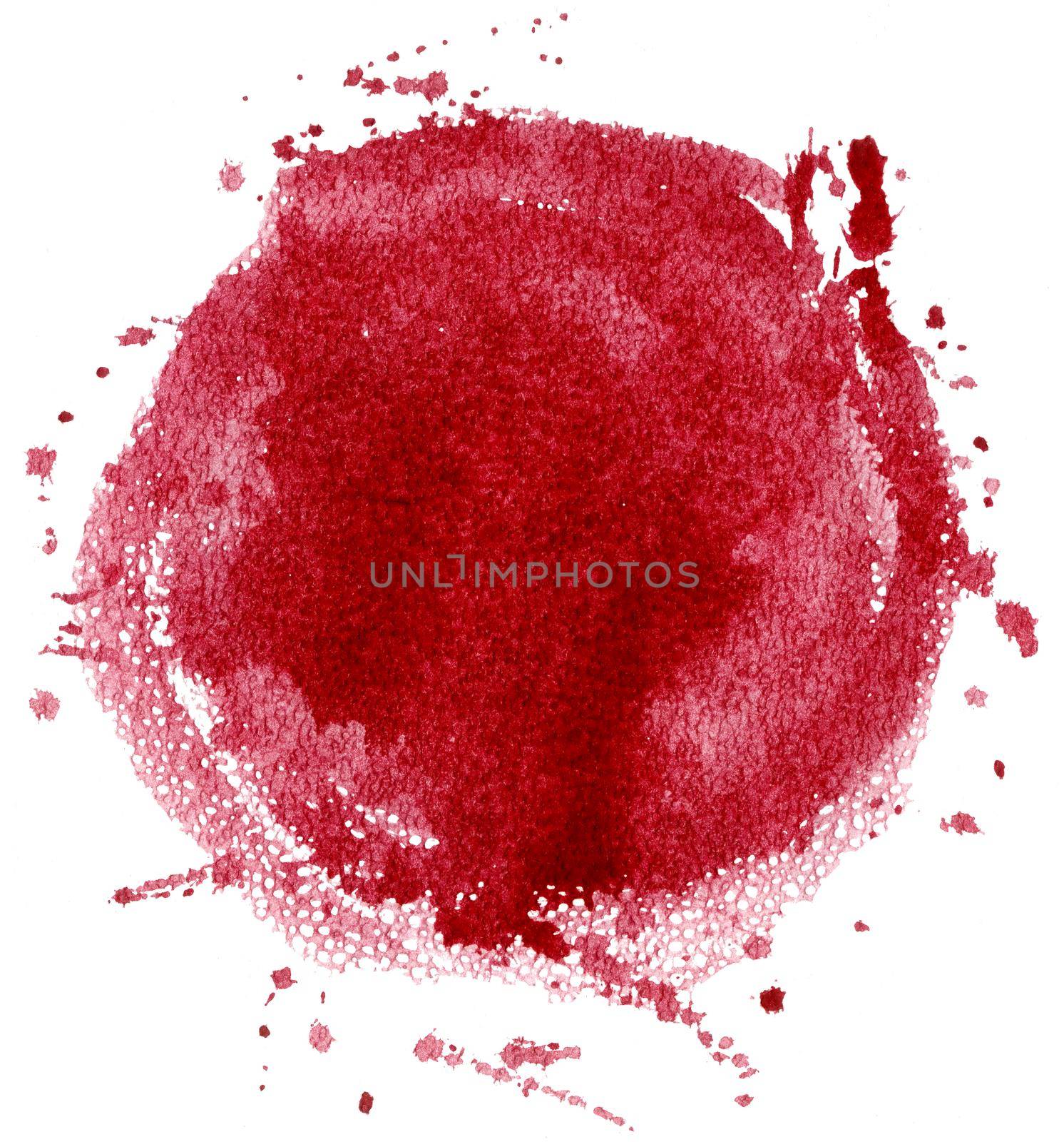 Red watercolor circle isolated on white background