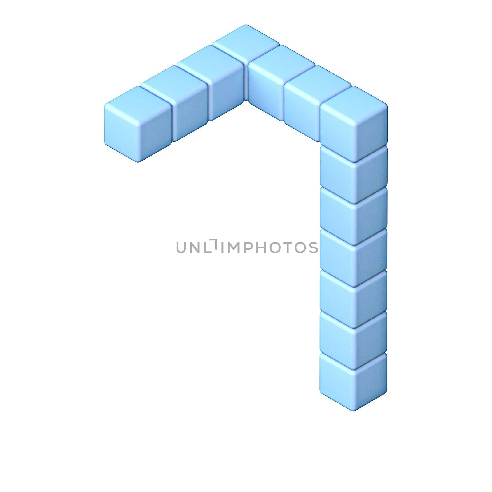 Blue cube orthographic font Number 7 SEVEN 3D render illustration isolated on white background