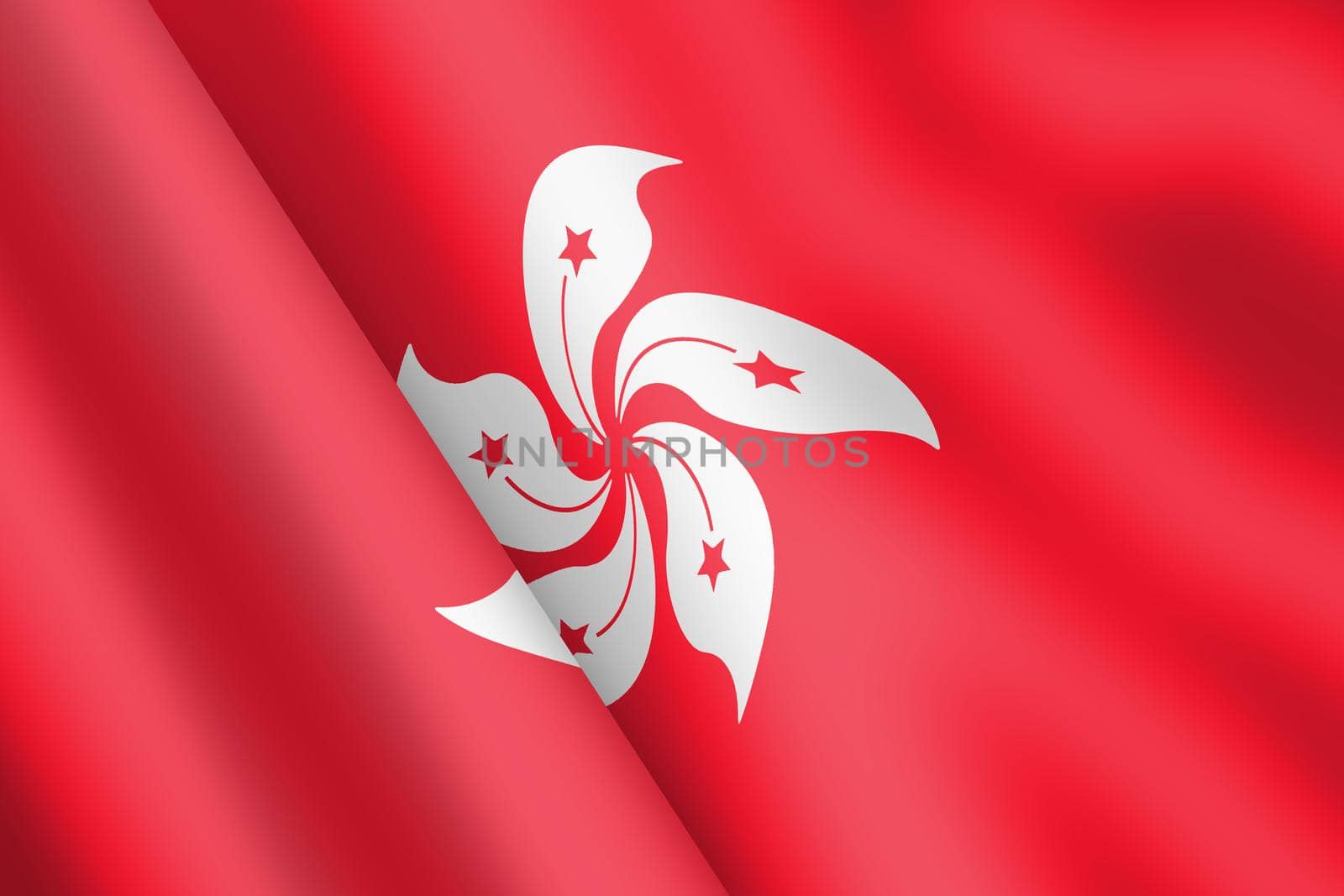 A Hong Kong waving flag 3d illustration wind ripple