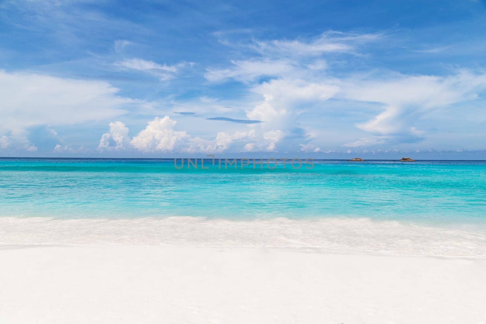 Wave of the sea on the sand beach at Similan islands, Thailand, Phuket.