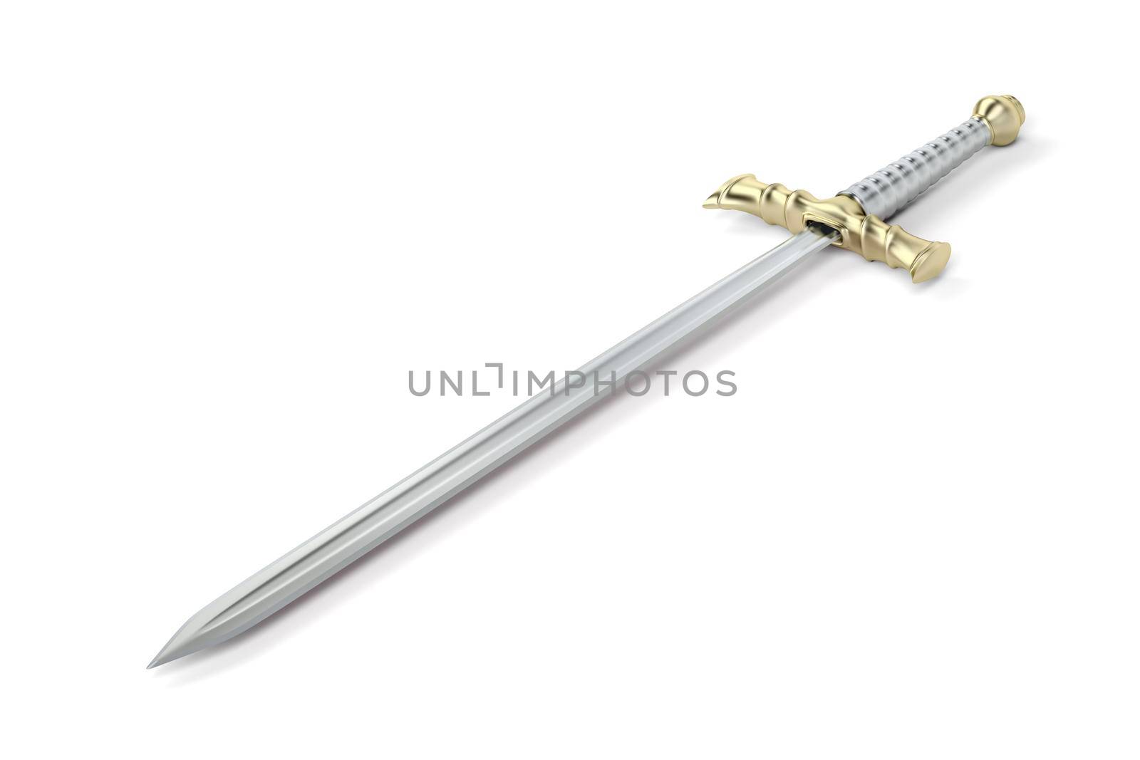 Medieval sword on white background