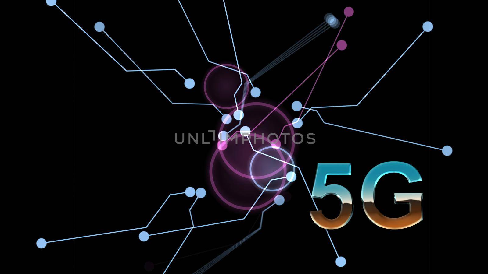 3d illustration - 5G technology with futuristic HUD interface