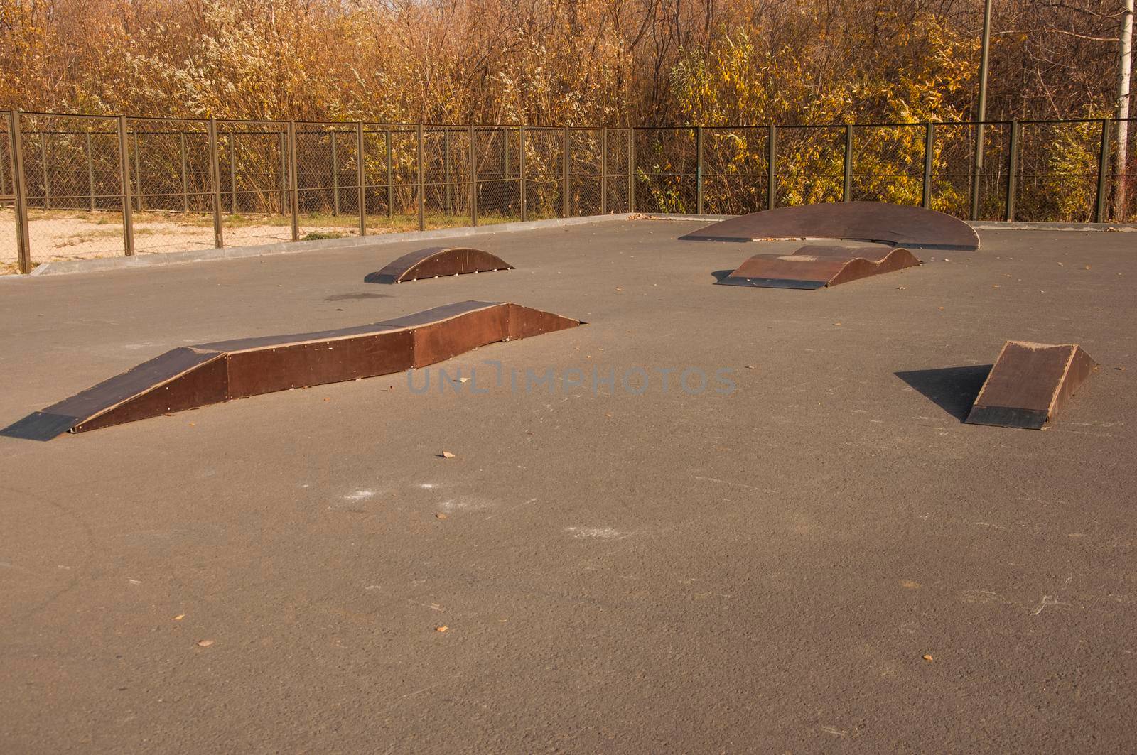 Closeup of outdoor skate board park