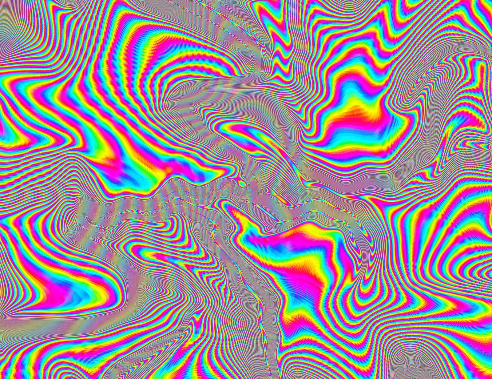 Hippie Trippy Psychedelic Rainbow Background LSD Colorful Wallpaper. Abstract Hypnotic Illusion. Hippie Retro Texture Glitch and Disco.