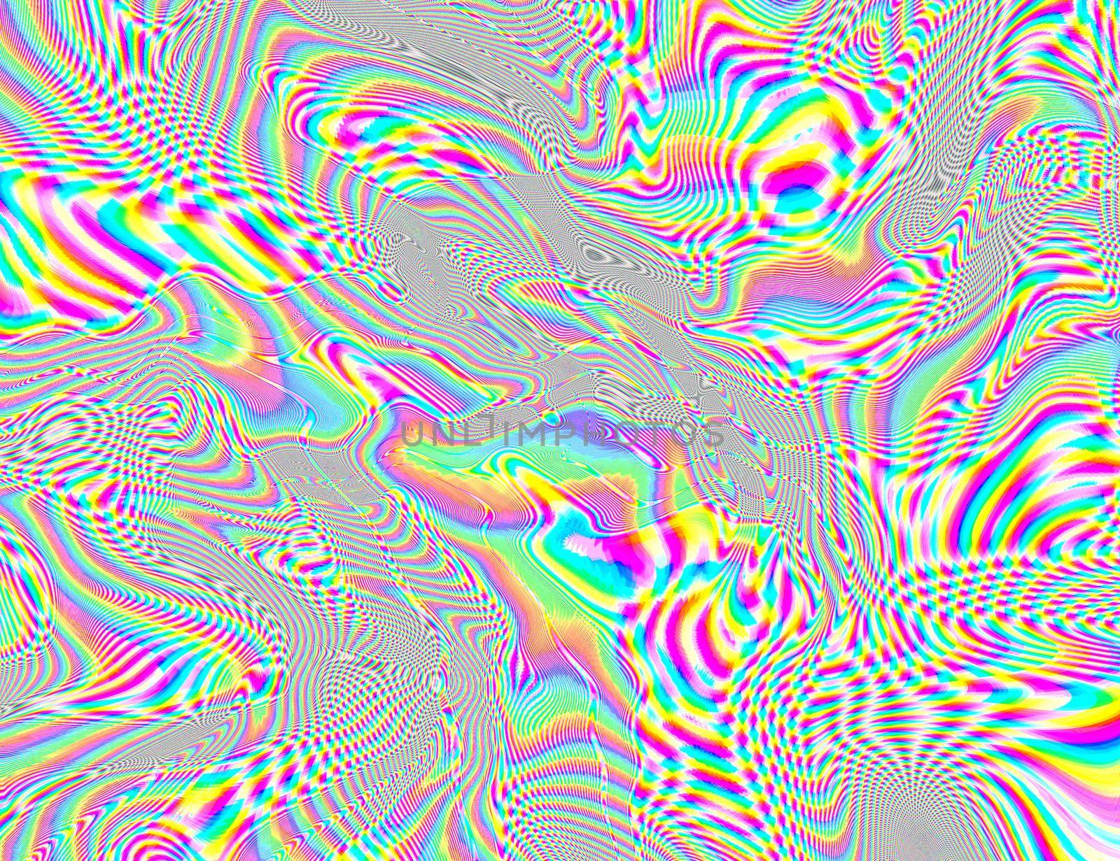 Hippie Trippy Psychedelic Rainbow Background LSD Colorful Wallpaper. Abstract Hypnotic Illusion. Hippie Retro Texture Glitch and Disco.