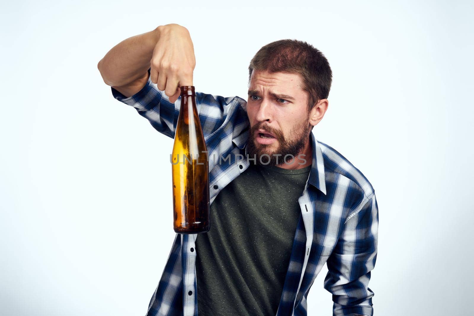 drunk man alcoholism problems emotions depression isolated background by Vichizh