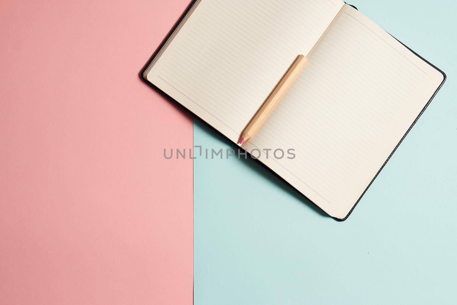 notepad stickers design objects hobbies work colorful background. High quality photo
