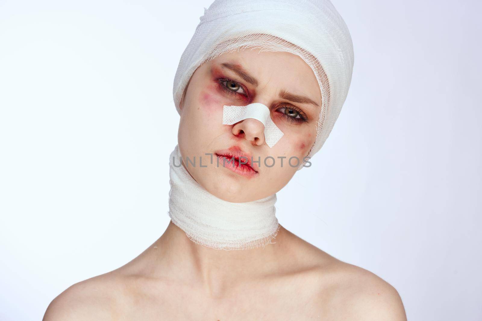a person plastic surgery operation bare shoulders studio lifestyle. High quality photo