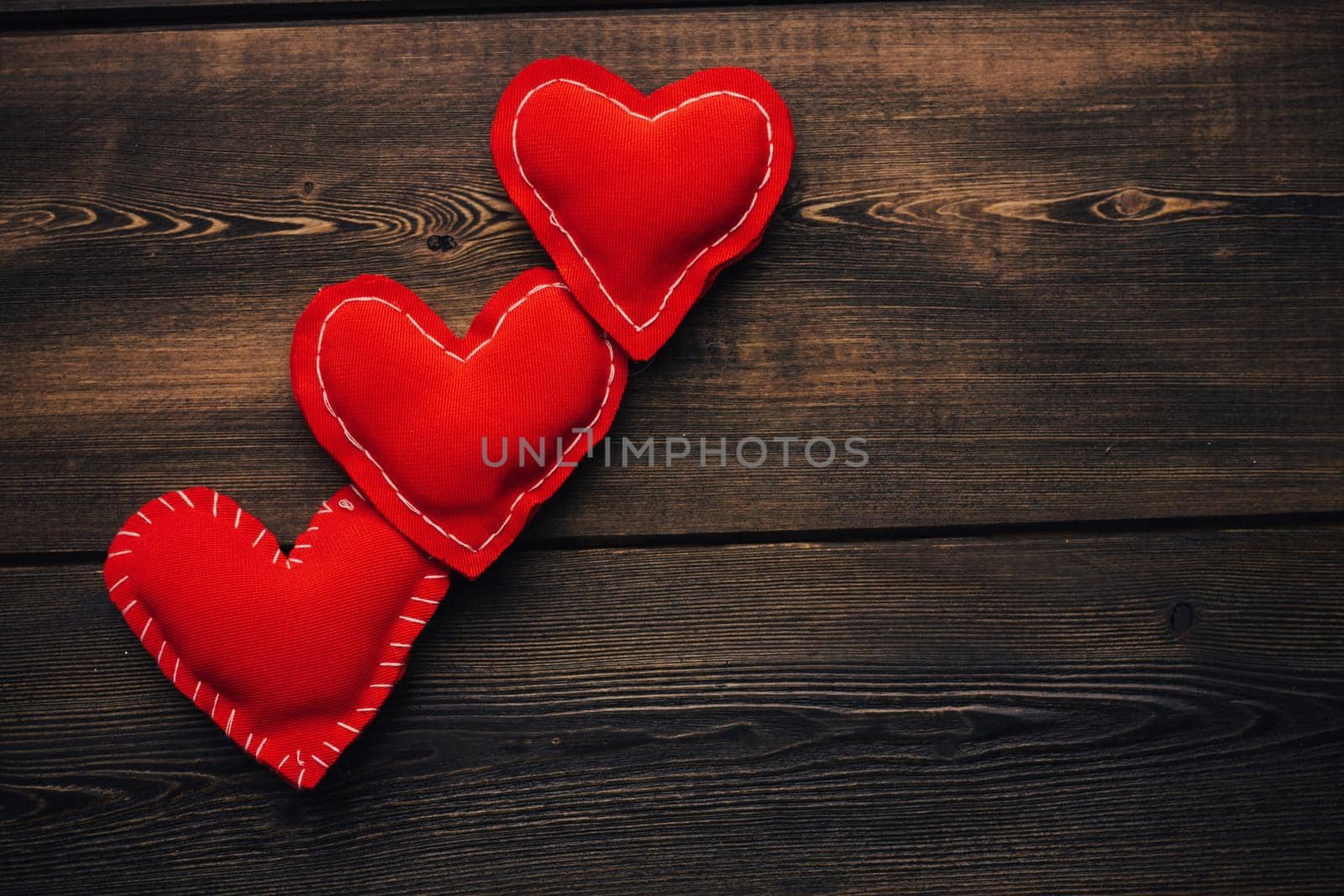 Valentine's day decoration wooden table design object. High quality photo