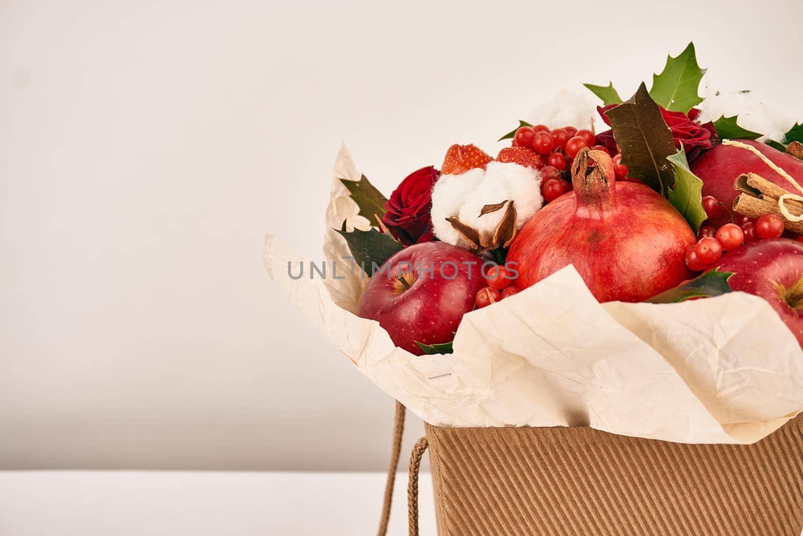 bouquet with red fruits cinnamon decoration gift organic by Vichizh