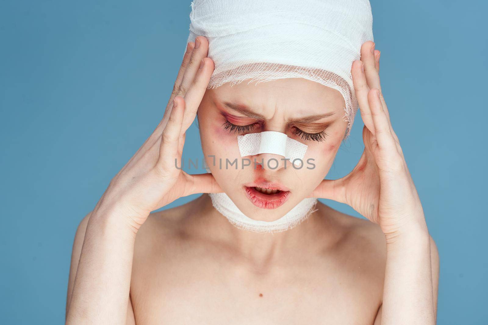 woman aesthetic facial surgery clinic body care isolated background. High quality photo